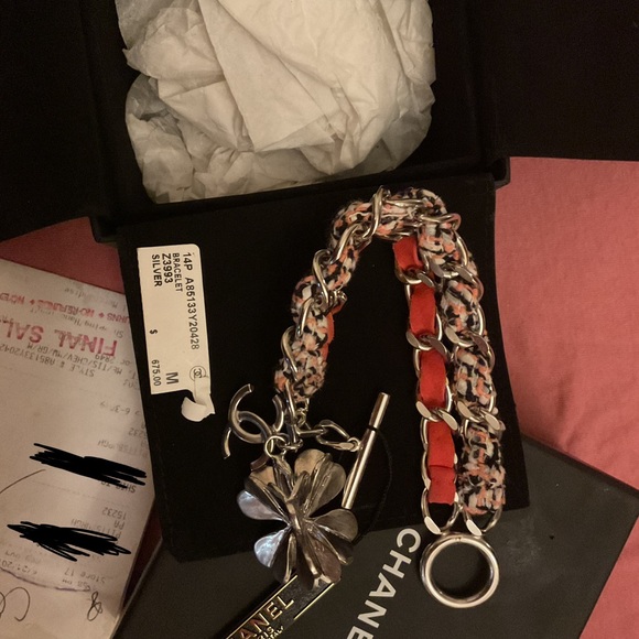 Chanel tweed toggle shamrock bracelet. Brand new. Box, receipt and tags - Picture 4 of 6